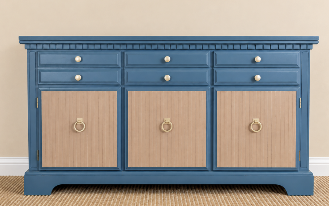 Blue Reeded Sideboard
